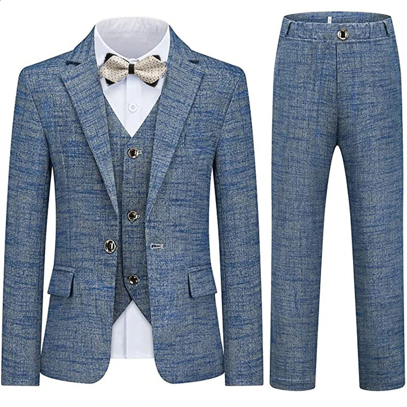 Child Plaid Suit Slim Fit Tuxedo Suit Set for Kids 3 Piece Formal Blazer Jackets Boys Ring Bearer Outfit for Wdding Dress 241223