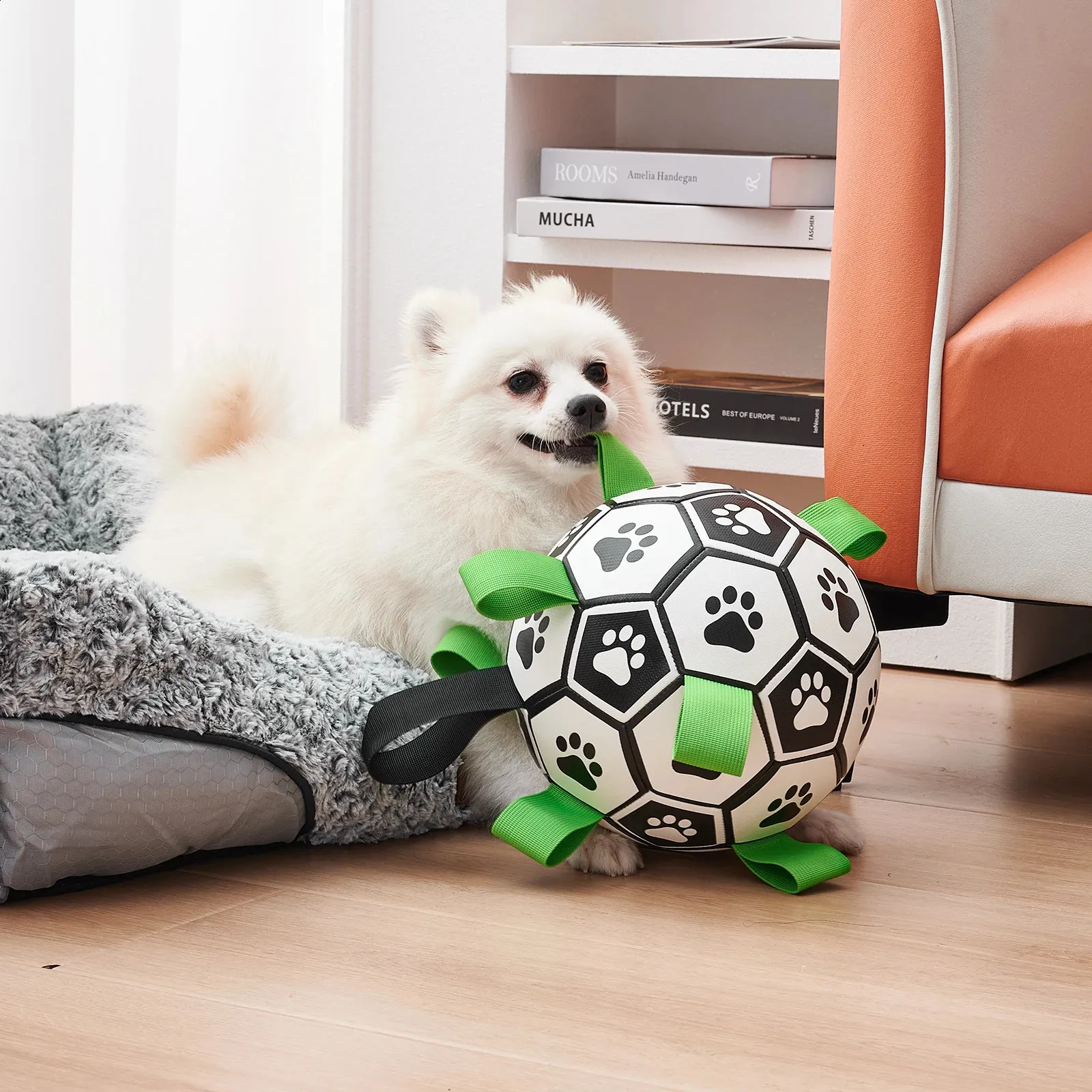 Dog Toys Soccer Ball with Straps Interactive Dog Toys for Tug of War Puppy Birthday Gifts Dog Tug Toy Dog Water Toy Durable