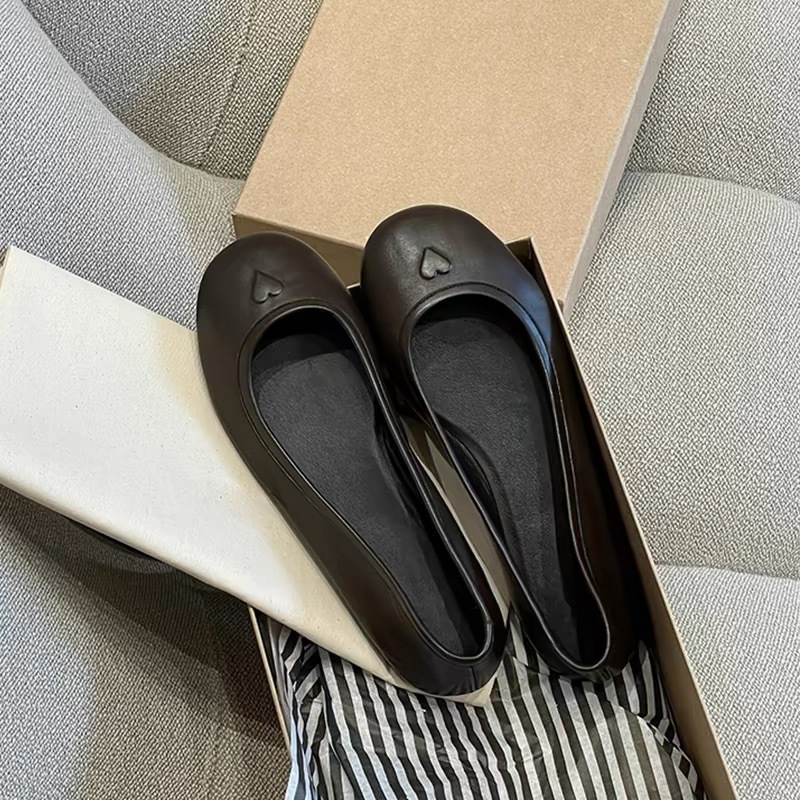 Cowhide Edition~New Flat Bottom Comfortable Shallow Mouth Single Women's Set Feet Grandma Evening Breeze Gentle Shoes