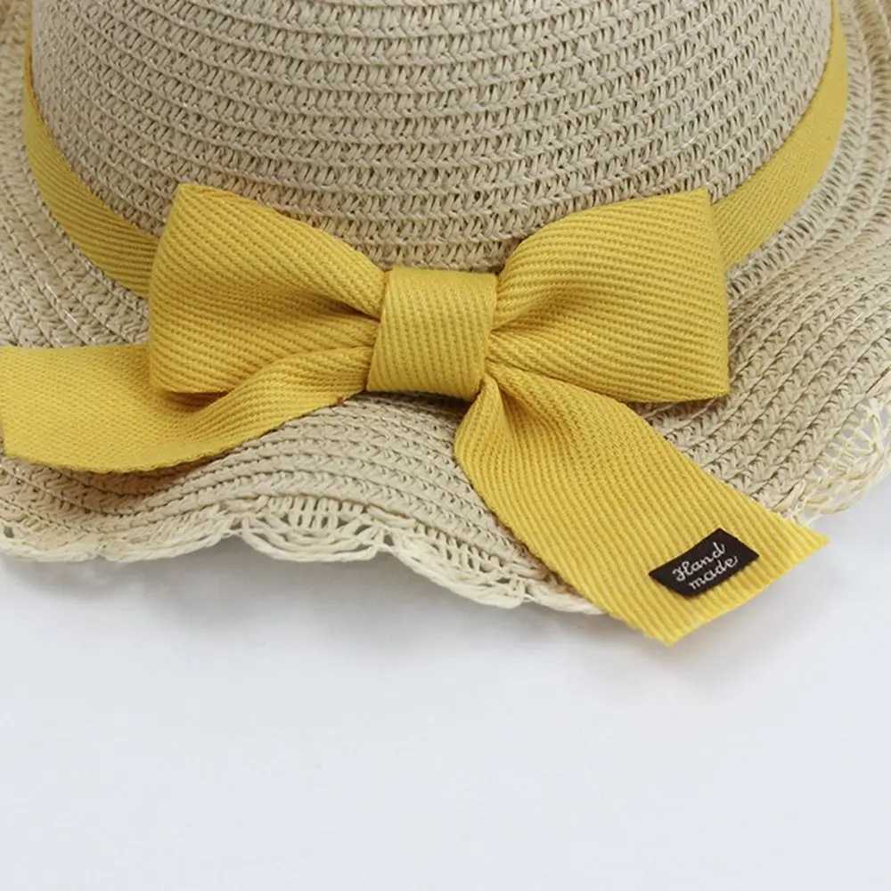 Caps Hats Summer Sunscreen Cap Kids Boys Girls Fisherman Hat Wide Brim Buckets Hat Outdoor Sun Hat Bow Stutters Mark Tunes Hat H241223