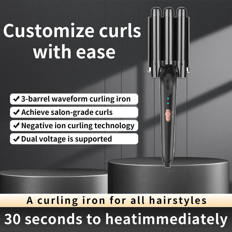 5 In 1 Iron Set With Brush And 4 Interchangeable Ceramic Curling Wand Instant Heat Up Dual Voltage Hair Curler 241223