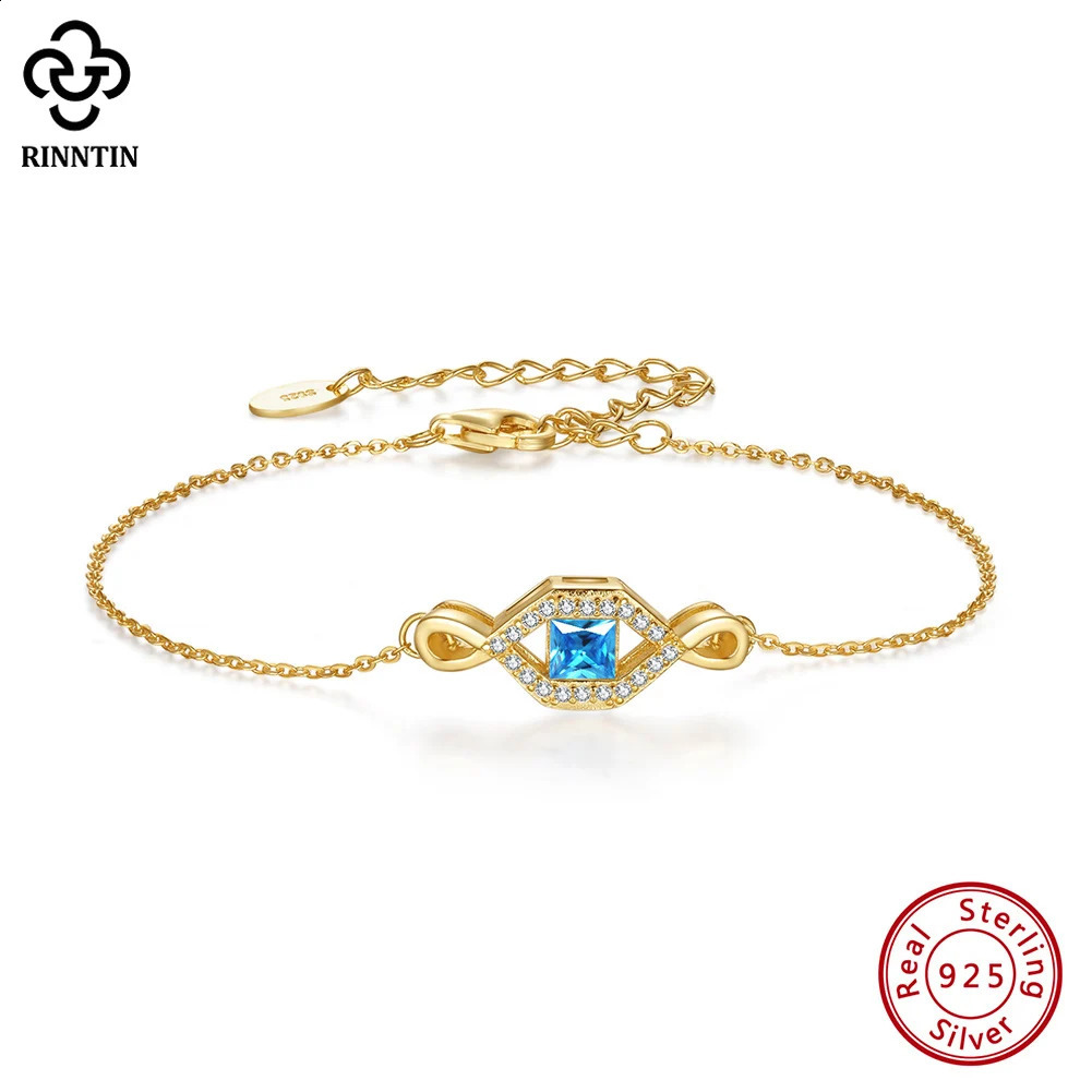 Rinntin S925 Silver Cubic Zircon Chain Bracelets For Women Fashion Endless Love Bracelet on Hand Anniversary Gift Jewelry SB178 241214