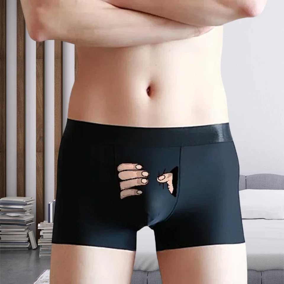 Interesting lingerie mens ice silk boxing shorts cute Spoof luggage plus size mens underwear lover facial painting gift boxer W241223