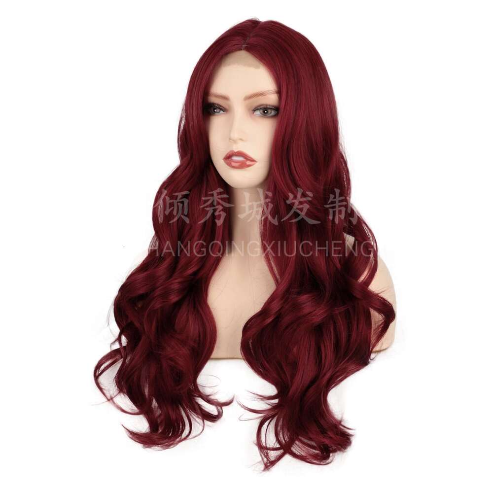 Women's Front Wig Middle Split Small Lace Solid Color Long Curled Hair Synthetic Headset Wigs