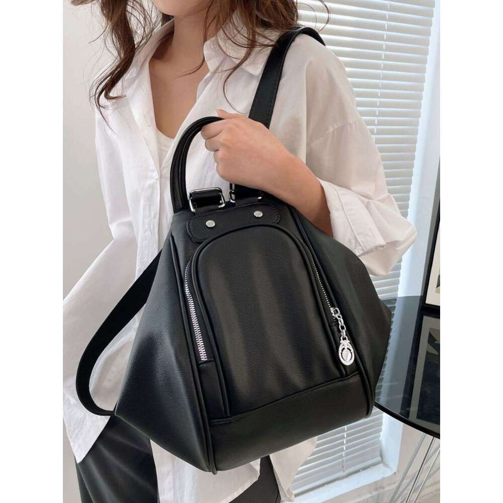 Women's Bags Handbag Casual Soft Leather Women Backpacks Fashion Solid Color Zipper Design Student Schoolbags Portable Travel Backpack