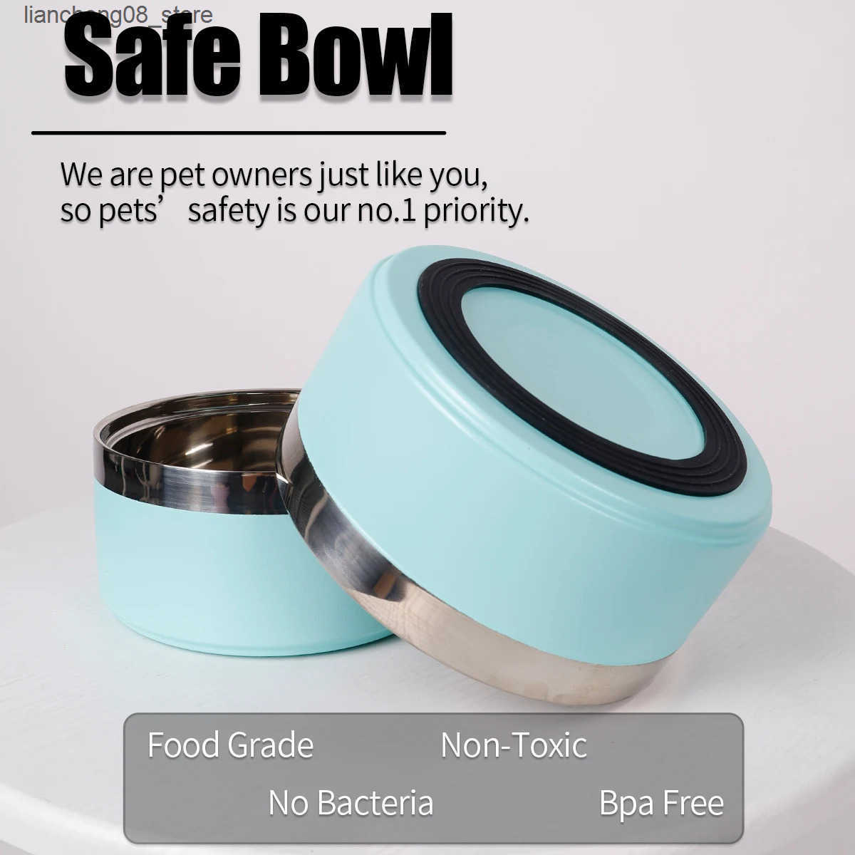 Dog Bowls Dishes 1PC Round Thickened Stainless Steel Dog Bowl Stylish Solid Color Non-slip Cat And Dog Pet Bowl Suitable For Indoor And Outdoo L240910