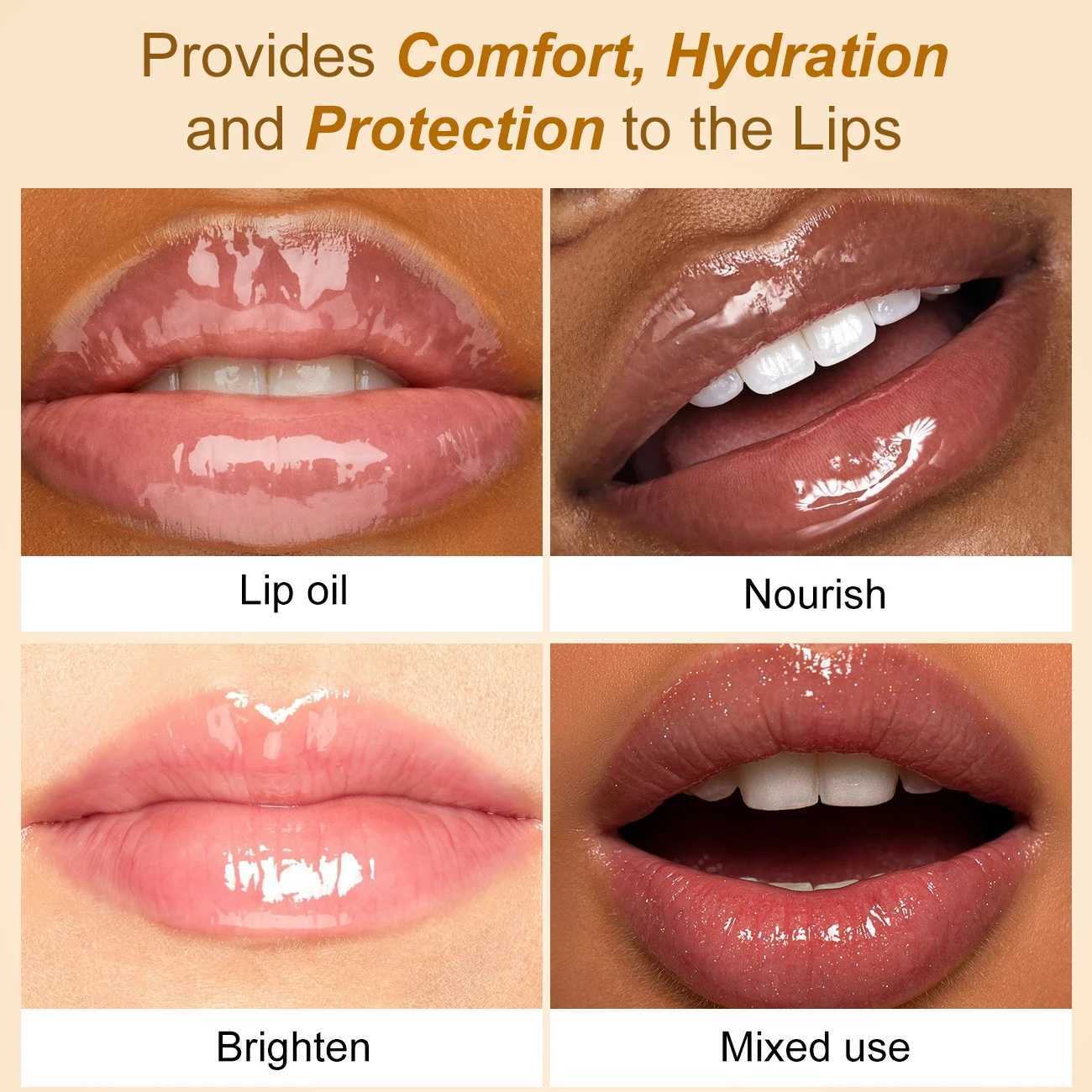 Preservative-Free High-Shine Tinted Lip Oil Vegan Lip Care Makeup Hydrates Nourishes Non-Sticky Lip Oil Clear Moisturizing LipXJ241223