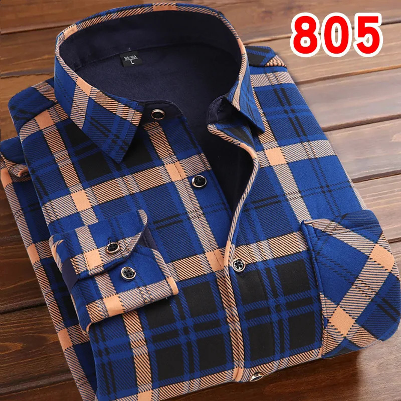 fleece thickened autumn and winter mens shirt long sleeve warm non-ironing casual slim fashion breathable 241223