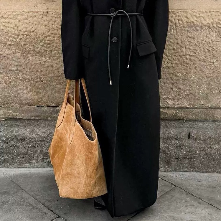 New High Quality Top Layer Cowhide Frosted Suede Single Shoulder With Bucket Shape,Simple And Versatile Women's Bag