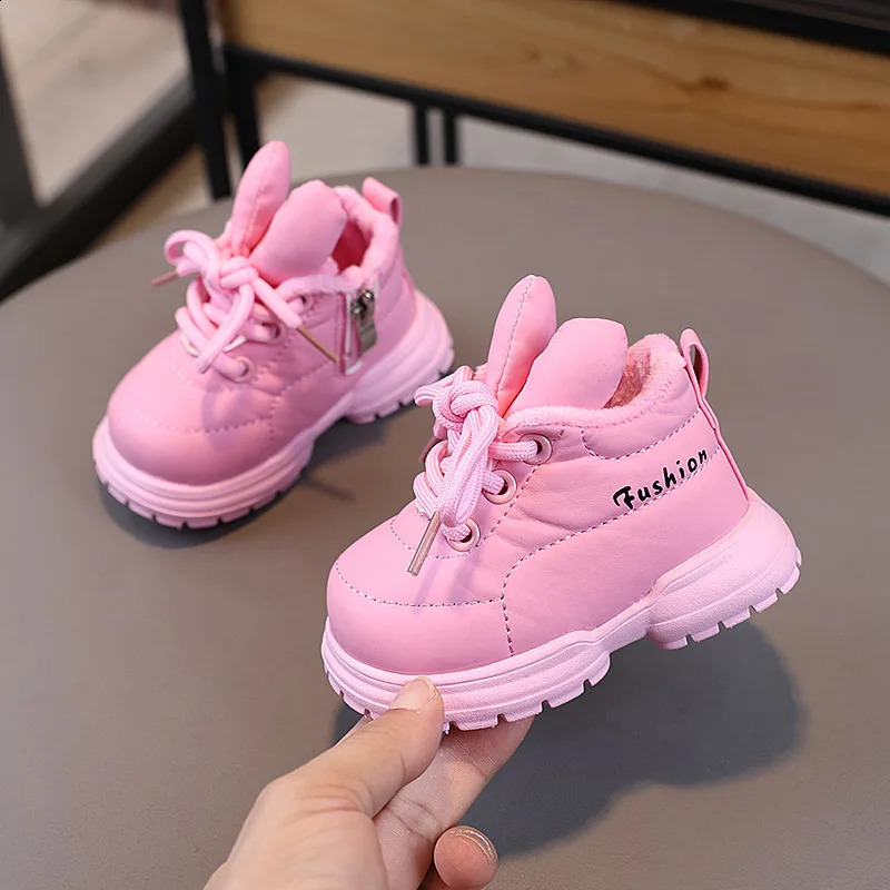 Baby Thick Warm Shoes Autumn Winter Infant Fur Shoes Cute Sweet Sneakers For Baby Toddler Boy Girl Casual Shoes Pink Black 241223