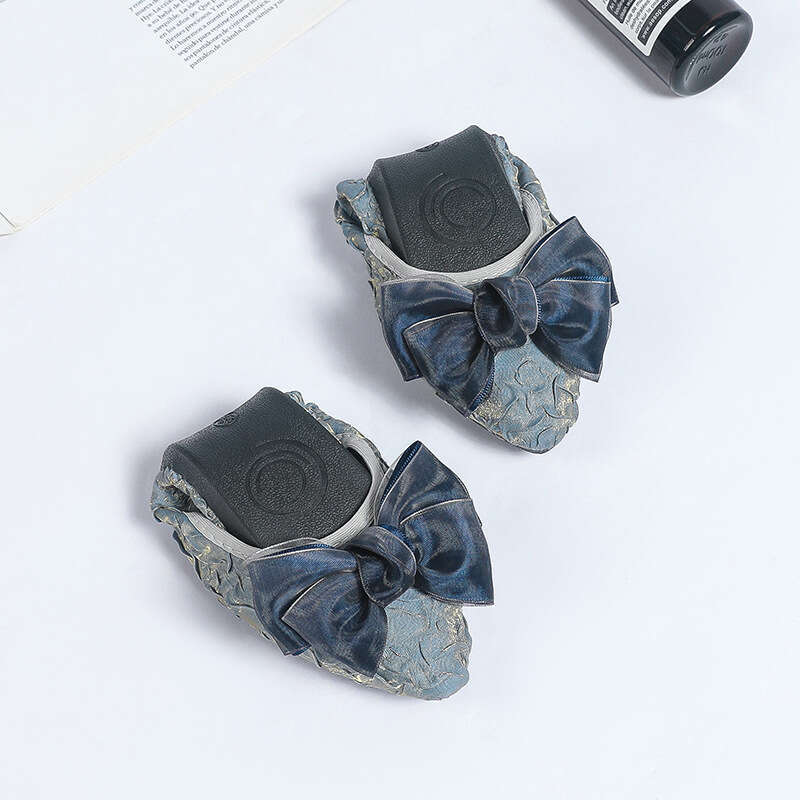 Soft Soled Bean For Women's Summer New Grandma Shallow Mouth Scoop Shoes, Low Heel Small Fragrant Style Matching Skirt Single Shoes