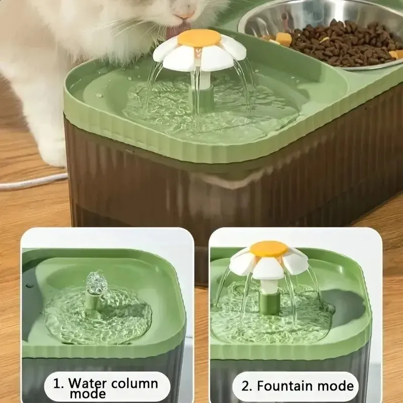 Automatic Cat Water Fountain With Stainless Steel Food Bowl Elevated Cat Feeder And Water Feeder For Indoor Cats