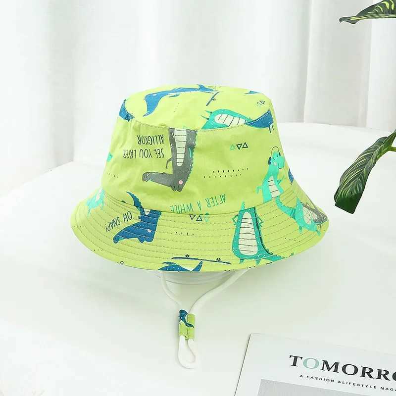 Caps Hats 2022 New Panama Summer Baby Hat Cartoon Boys Fisherman Hat Baby Sun Hat Outdoor UV Bucket Hat Preschool Children Panama Sun Hat H241223