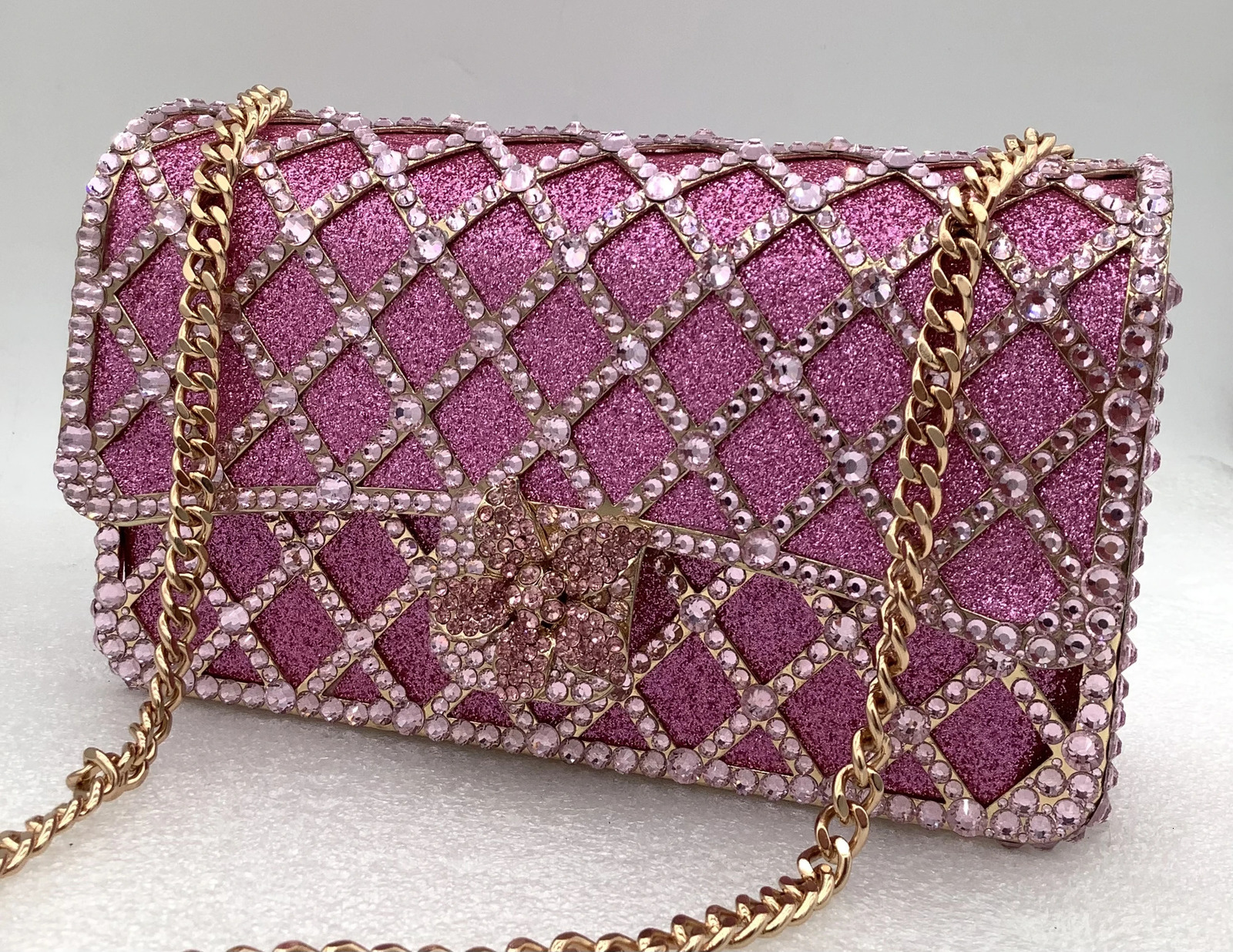 XIYUAN Women FushiaBlueSilverGreen Jewels Long Chain Messenger Bags Party Wedding Diamonds Handbags Gems Shoulder Bag Bridal 241213