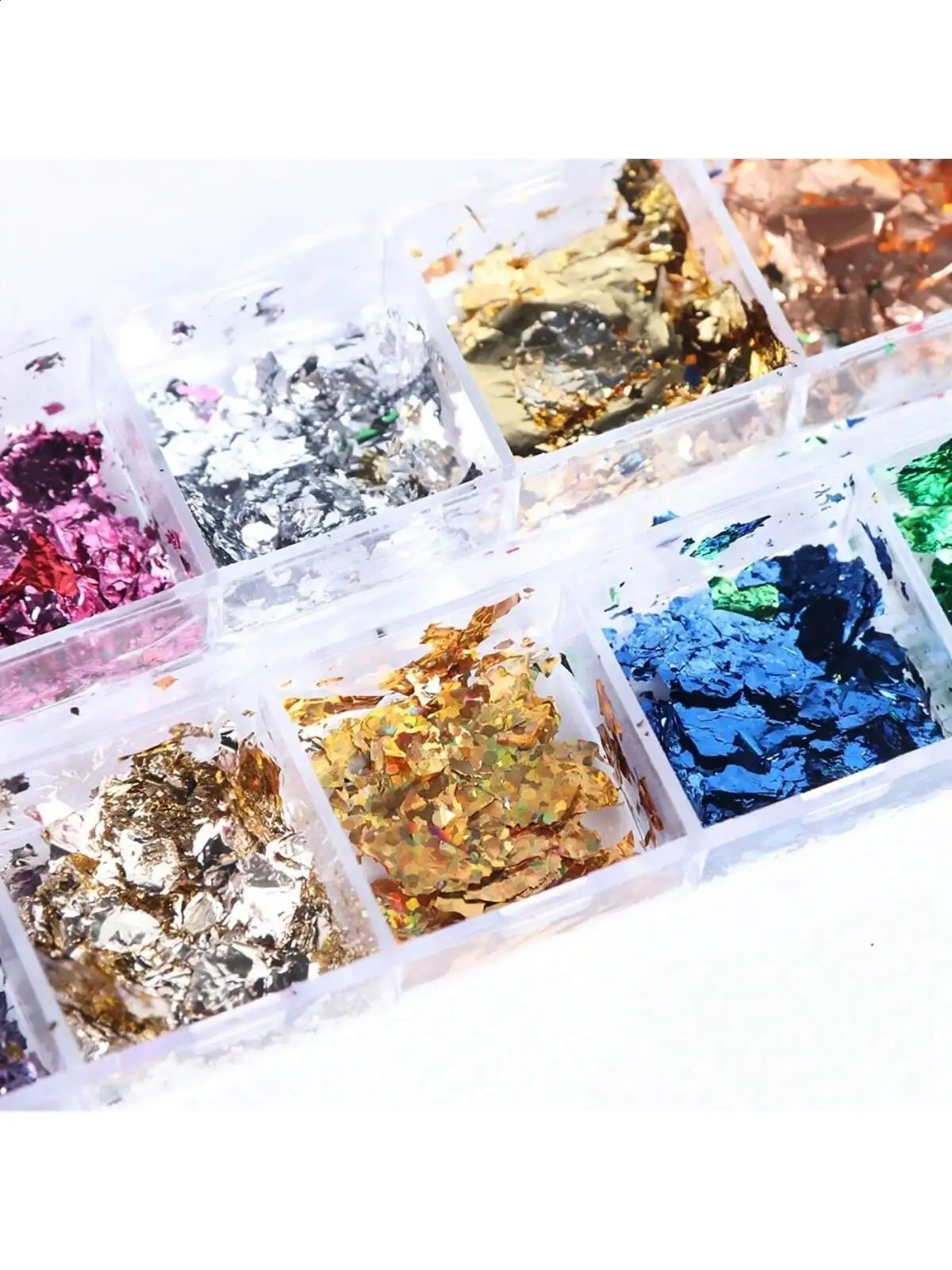 12 Color Foils Gorgeous Nails Glitter Aluminum Flakes Chip Nail Shiny Kismis Nail Art Decoration 1 Box 241223