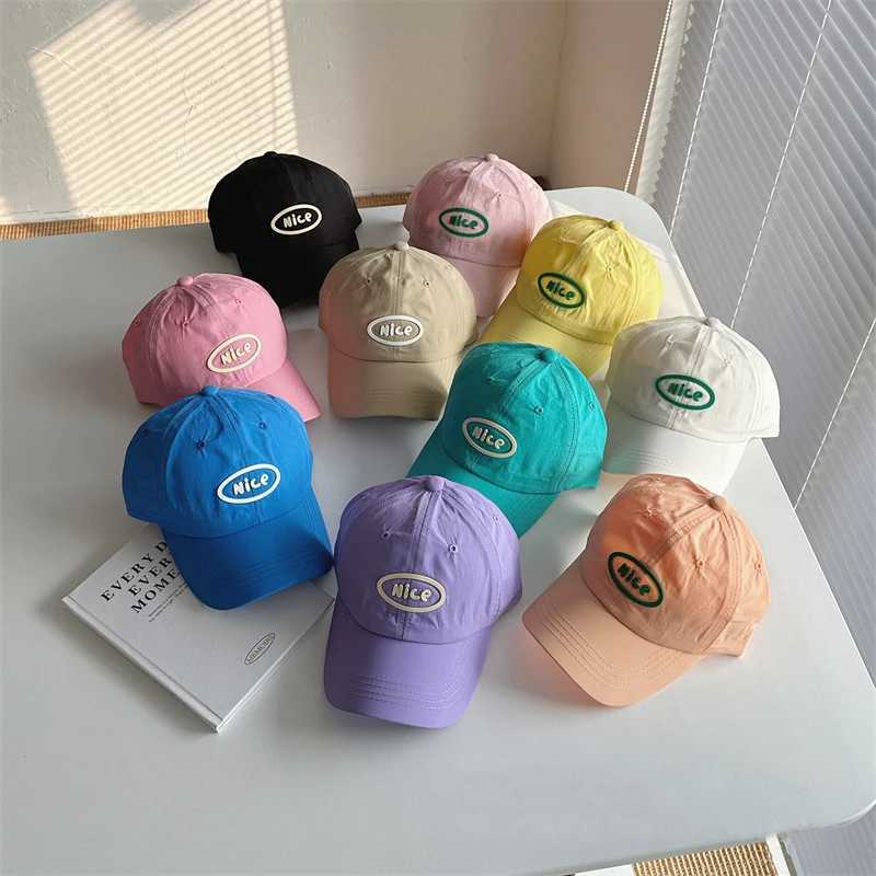 Caps Hats Candy Color childrens baseball cap quick drying summer baby girl boy cap casual letter childrens sports sun hat H241223