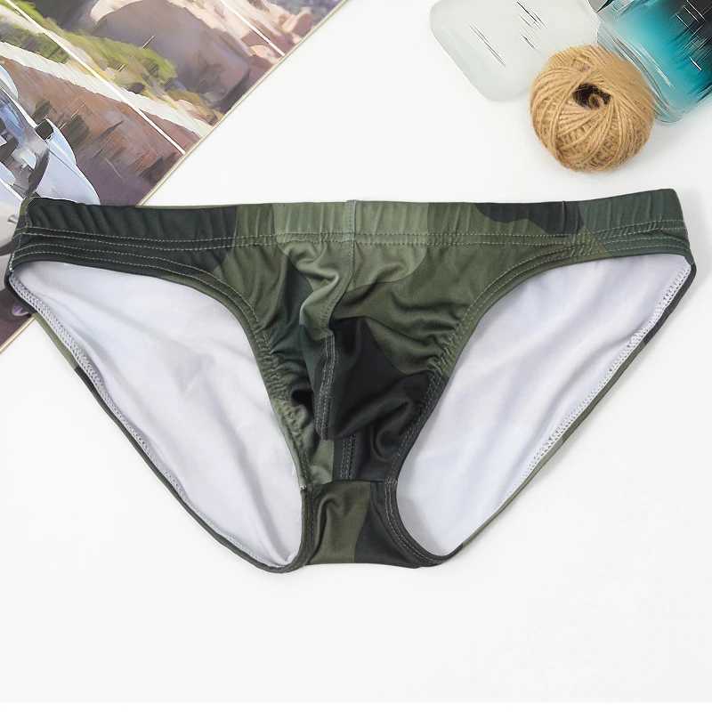 Sexy camouflage mens underwear silk glossy underwear breathable raised pockets mens underwear W241223