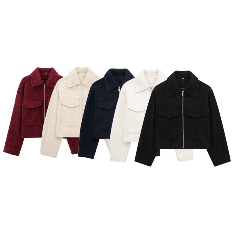 HXAO Tweed Crop Jacket Womens Jacket Red White Black Nave Blue Off White Jacket Autumn Winter In Outerwear Casual Coat 241220
