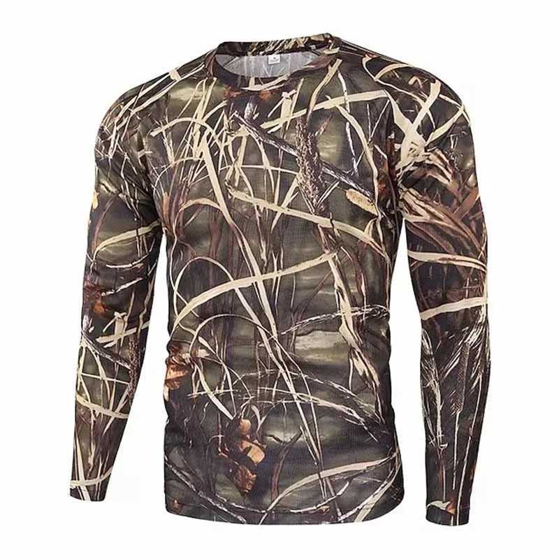 High Quality Camo hunting pattern mens T-shirt camouflage 3D printed T-shirt summer casual long sleeved loose T-shirt round neck top T241223