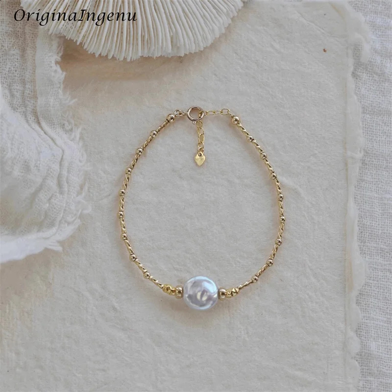 14K Gold Filled Natural Baroque Pearl Bracelet Handmade Gold Beads Bracelet Waterproof Tarnish Resistant Jewelry Boho Bracelet 241220