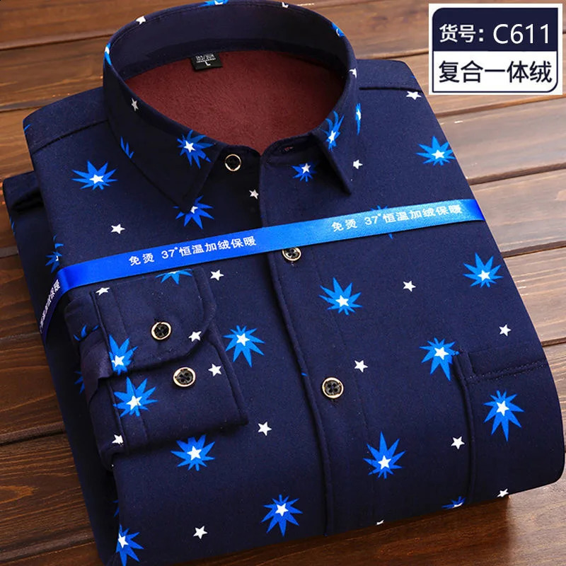 Autumn and Winter Fashion Trend Plaid Shirt Mens Casual Comfort Plus Fleece Thick Warm High Quality Long Sleeve Shirt 241223