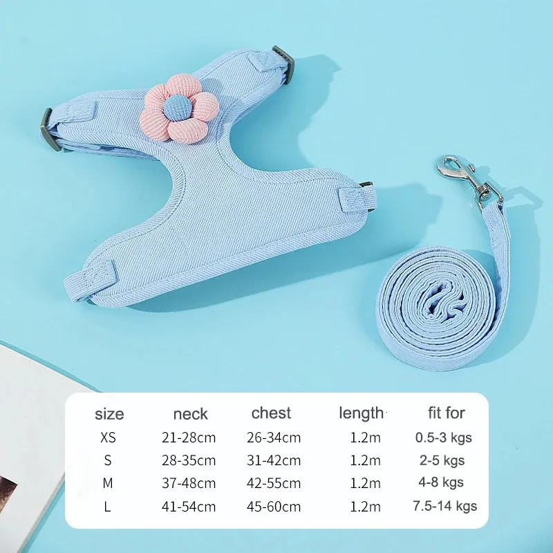 Dog Cat Harness Vest Chest Rope Set Breathable Adjustable Pet Harness for Small Medium Dogs Outdoor Walking