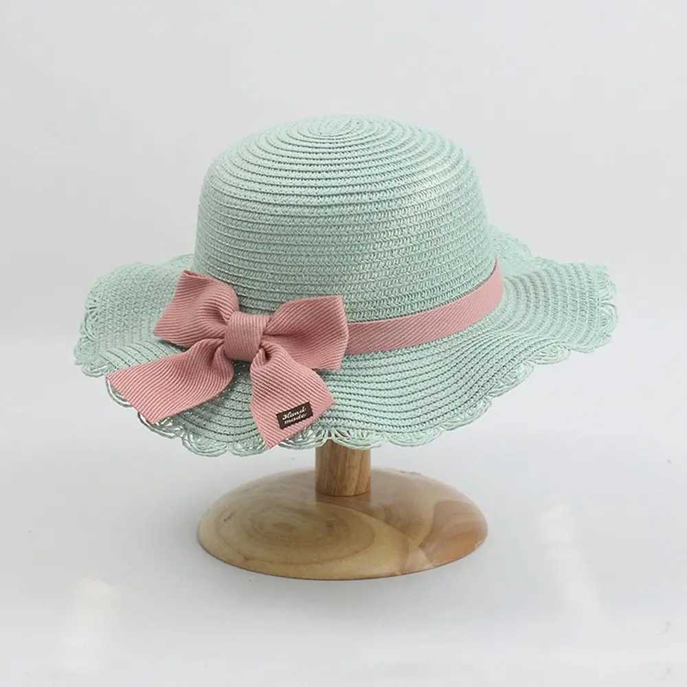 Caps Hats Summer Sunscreen Cap Kids Boys Girls Fisherman Hat Wide Brim Buckets Hat Outdoor Sun Hat Bow Stutters Mark Tunes Hat H241223