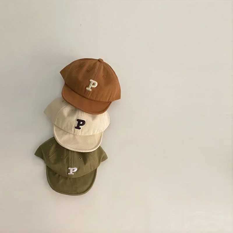 Caps Hats Letter C/P Baby Baseball Hat Summer Soft Cotton Baby Baseball Hat Solid Color Adjustable Preschool Sun Hat H241223
