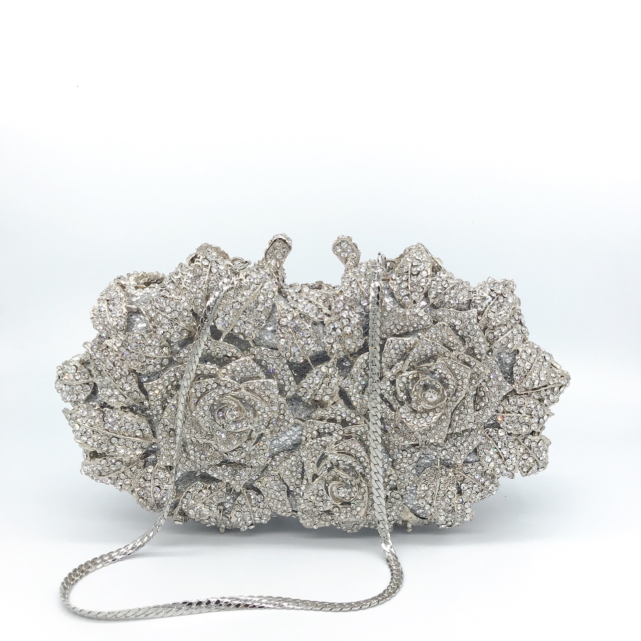 Golden Sier Color Stones Money Clutch Women Crystal Clutches Bridal Handbags Wedding Party Tail Minaudiere Bag Purse