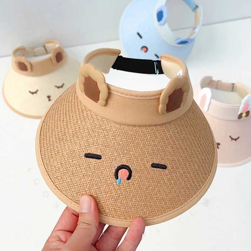 Caps Hats Summer Childrens Sunshine Hat Outdoor Boys and Girls Sunshine Hat Cute Cartoon Baby Empty Top Hat Childrens Big Brim Fishermans Hat H241223