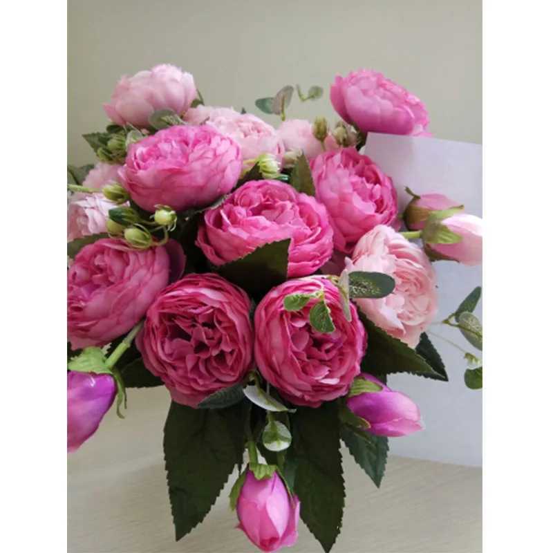 Silk Rose Peony Artificial Flower Beautiful Bouquet Used for Wedding Party Home Decoration Fake Flower M241223