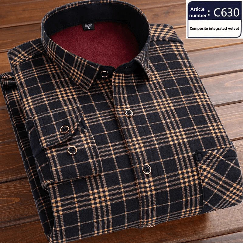 Autumn Winter Casual Mens Fashion Long Sleeve Plaid Shirt Thick Warm Mens Casual High Quality Soft Large Size Shirt L-4XL 241223