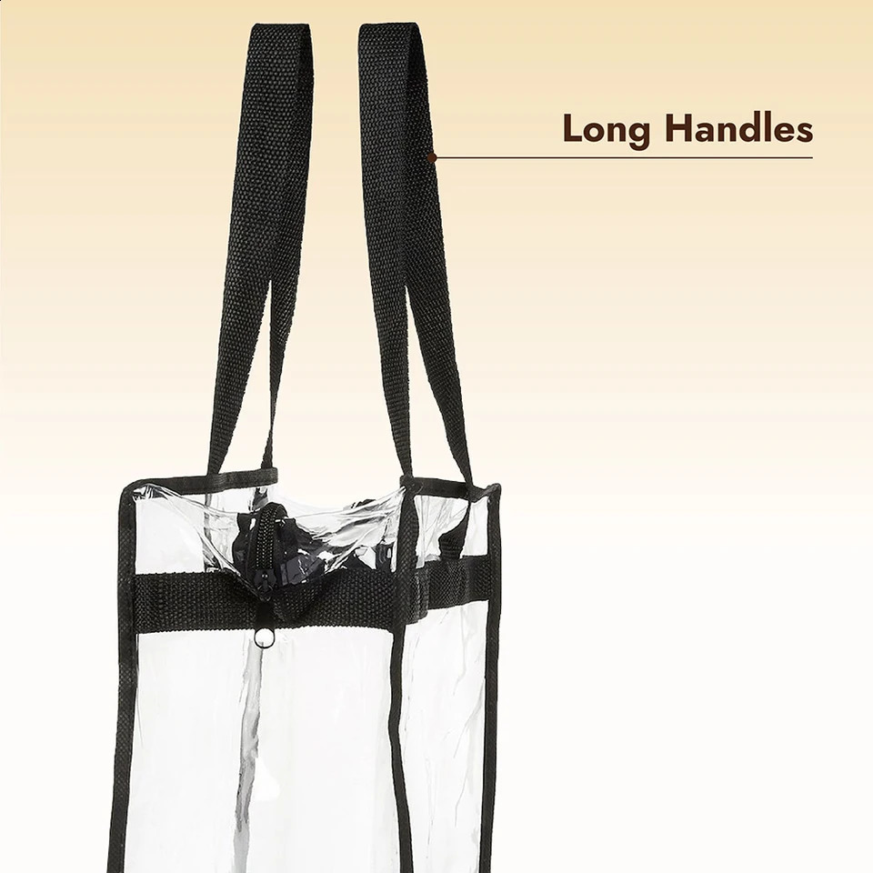 2Pcs Clear Tote Bags with Zipper Large Capacity Transparent Shoulder Bag Multipurpose Transparent for Work School Gym 250103