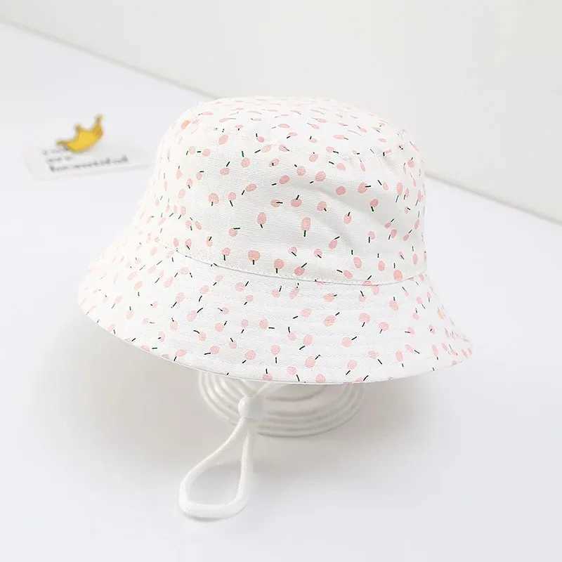 Caps Hats Cute and lovely baby girl bucket hat summer boy sun cute star width Brim toddler children fisherman Panama H241223FQCL