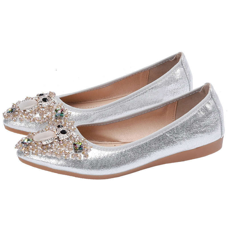 Single Shoe 2021 New Summer Light Mouth Versatile And Autumn Women's Shoes, Spring Soft Sole Pointed Flat Bottomed Scoop Shoes