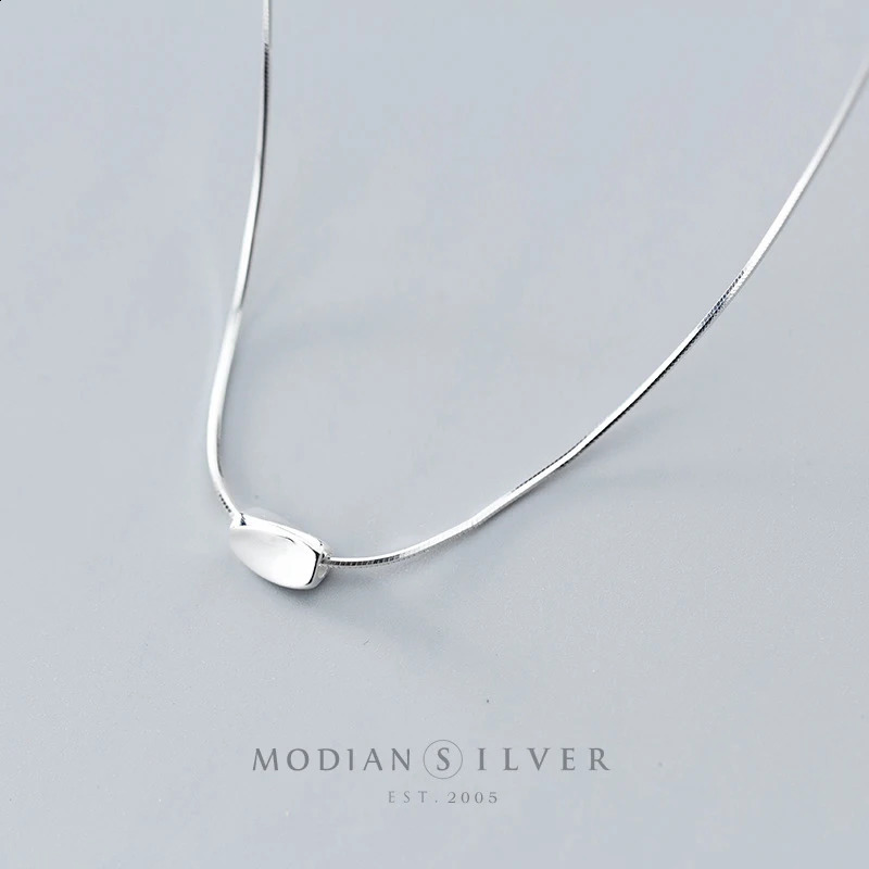 Modian Classic Irregular Square 925 Sterling Silver Simple Pendant for Women Adjustable Link Chain Necklace Fine Jewelry 241220