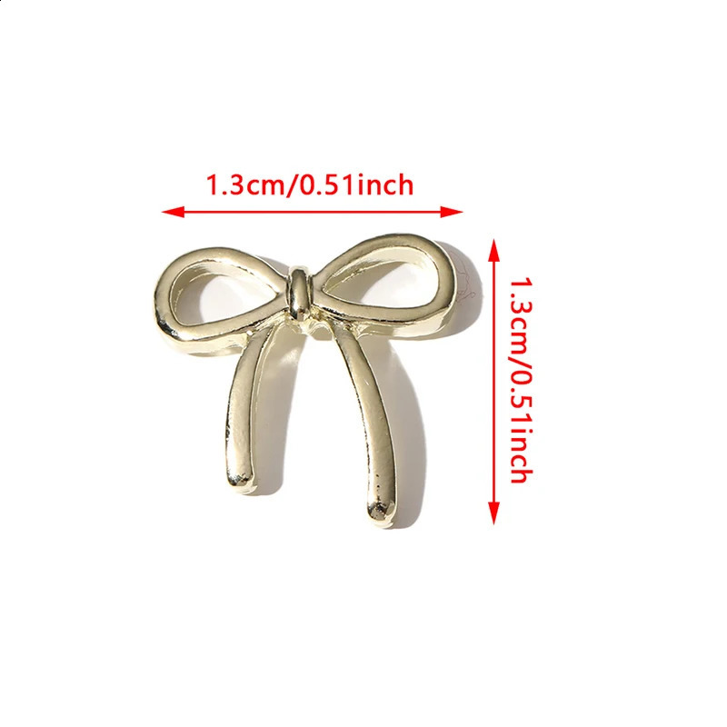 10pcs Bow Deco Nail Art Charm 3D SilverGold Bowknot Ribbon Nail Decor Parts DIY Manicure Accessories 241223