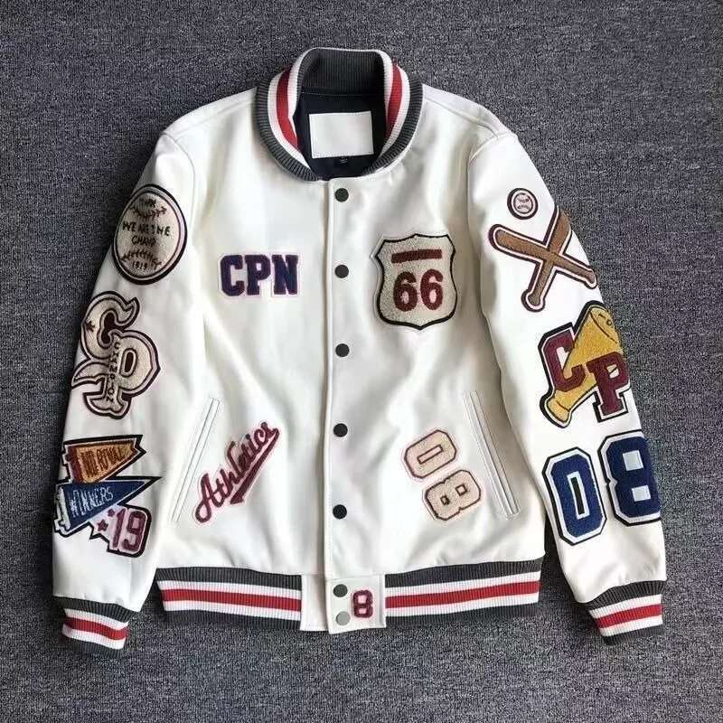 Men's Wear Loose Fitting Suit Streetwear Bomber Varsity Jackets Embroidery Pu Leather Jacket Baseball Motorcycle Coat Outerwear Winter Men Clothi