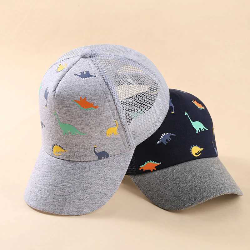 Caps Hats Summer Baby Net Baseball Hat Dinosaur Printed Duck Tongue Hat 1-3 Year Old Boys and Girls Outdoor Children Sun Eye Preschool Net Foot Hat H2