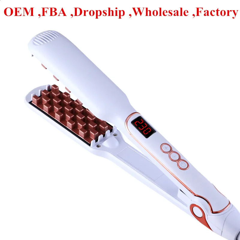 Classic 1 12 Inch Volumizing Hair Iron Hair Straightener Brush Comb 2 in 1 Hair Straightener Comb Crimper Waves Corn Brushes 241223