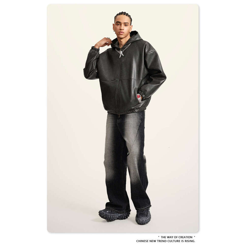 Men's Wear Autumn/Winter American Leather Loose Trendy Brand Barn Style Wearing Jacket for Men