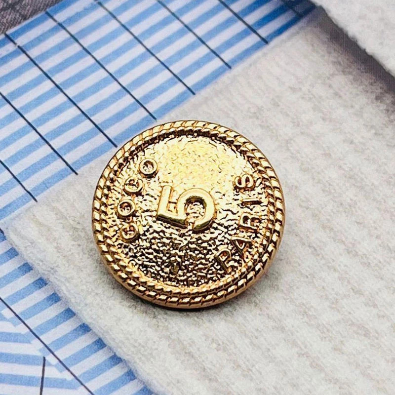 Luxury Design Golden Black White 5 Five Number Round Metal Buttons For Clothing DIY Sewing Accessories Decor Button