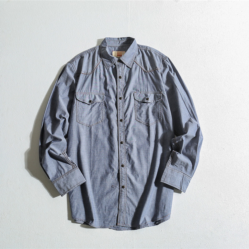 M12221 Washed Cotton Men's Casual Shirt Summer Plus Size Shirt