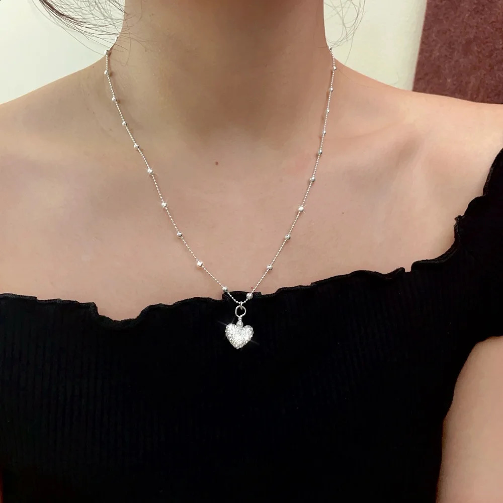Xichuan Shizi 999 Love Necklace Pure Silver Small Silver Block Pendant niche high-end collarbone chain neck chain for 241220