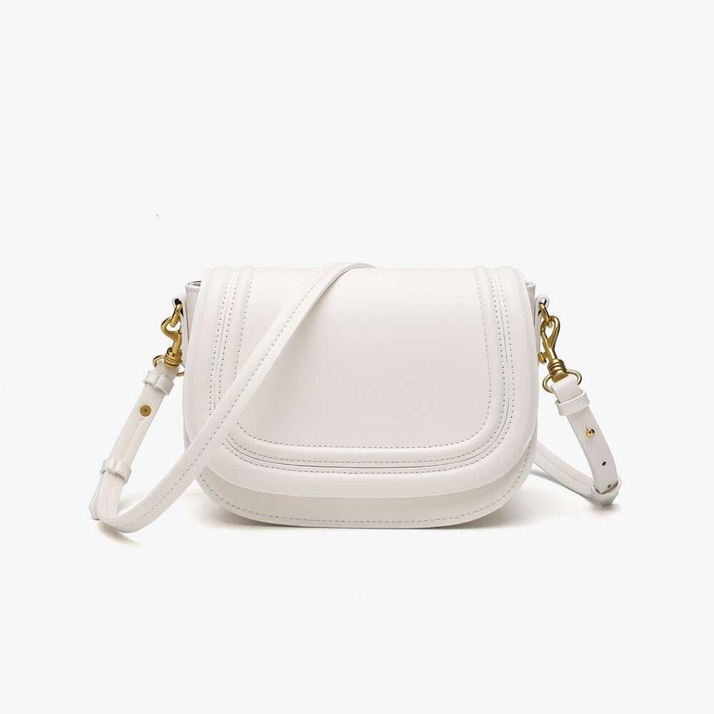 Saddle Women's Leather Bag With Wide Shoulder Strap - Diagonal Crossbody For Hot Everyday Style -