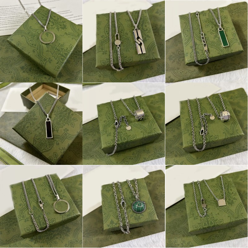 Fashion pendant necklace designer for women letter mens necklace designer jewelry plated silver chain inlaid emeral luxury necklace high quality hj124 C4