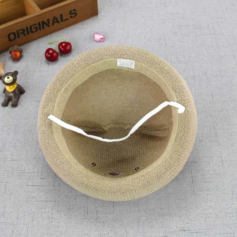 Caps Hats Childrens Cute Bear Bucket Hat Summer Outdoor UV Protection Grass Pot Hat Boys and Girls Korean Preschool Childrens Sunshine Sunshade Hat H2