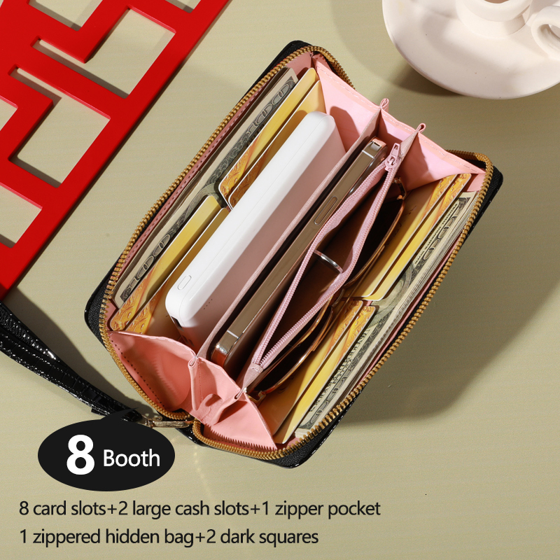 Classic Wallet, Large Capacity Purse Zipper, Card Holder With 8 Slots And Multiple Compartments, Elegant Hand Clutch