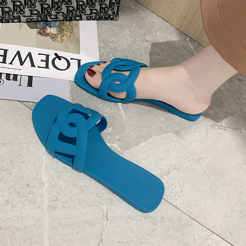 home slippers female summer net red pig nose jelly slippers outside the beach flat flip-flops manufacturers direct sales 2025 colorful shoes