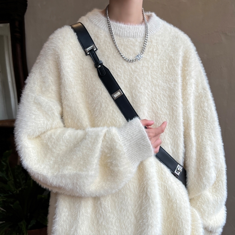 Harajuku Mens Knitted Sweater Wool Lanhua Autumn Winter Top Casual Clothing Crewneck y241211